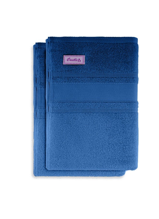 Home Castle (Blue) Premium Cotton Bath Sheet (90 X 180 Cm-Set Of 2) Highly Absorbent, High Quality Bath Linen With Diamond Dobby 550 Gsm