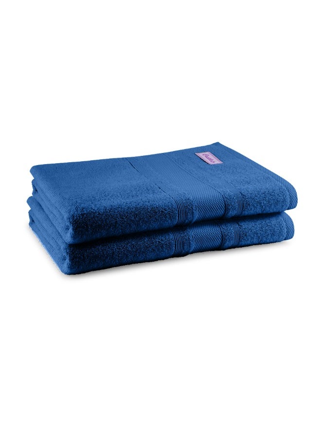 Home Castle (Blue) Premium Cotton Bath Sheet (90 X 180 Cm-Set Of 2) Highly Absorbent, High Quality Bath Linen With Diamond Dobby 550 Gsm