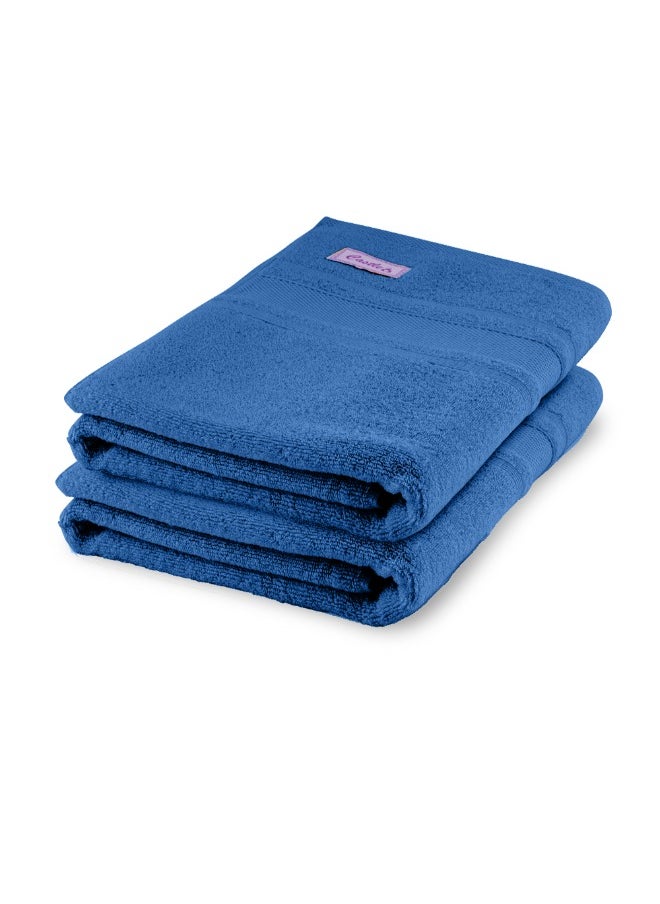 Home Castle (Blue) Premium Cotton Bath Sheet (90 X 180 Cm-Set Of 2) Highly Absorbent, High Quality Bath Linen With Diamond Dobby 550 Gsm