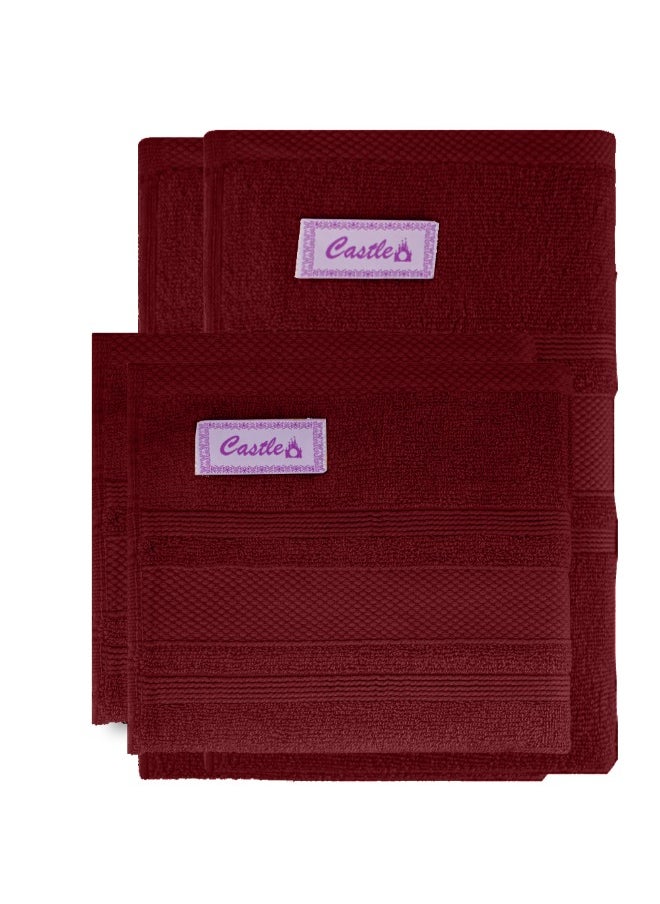 Home Castle (Maroon) 2 Hand Towel (50 x 90 Cm) & 2 Bath Towel (70 x 140 Cm) Premium Cotton Highly Absorbent, High Quality Bath linen with Diamond Dobby 550 Gsm Set of 4