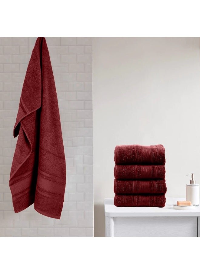 Home Castle (Maroon) 2 Hand Towel (50 x 90 Cm) & 2 Bath Towel (70 x 140 Cm) Premium Cotton Highly Absorbent, High Quality Bath linen with Diamond Dobby 550 Gsm Set of 4