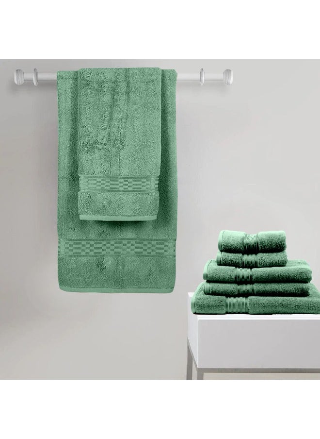 Home Ultra (Green) 2 Hand Towel (50 x 90 Cm) & 2 Bath Towel (70 x 140 Cm) Premium Cotton Highly Absorbent, High Quality Bath linen with Checkered Dobby 550 Gsm Set of 4
