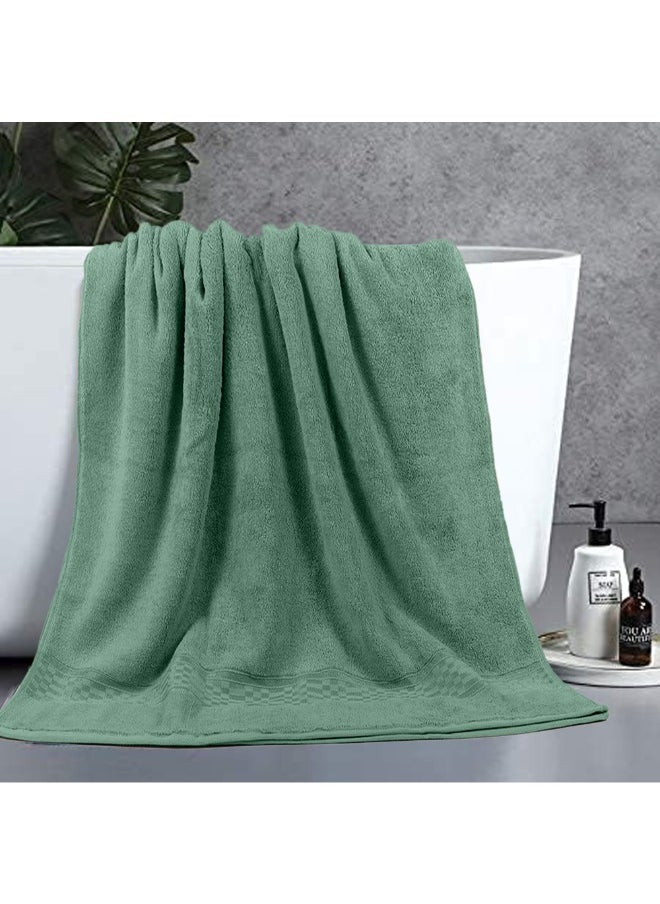 Home Ultra (Green) 2 Hand Towel (50 x 90 Cm) & 2 Bath Towel (70 x 140 Cm) Premium Cotton Highly Absorbent, High Quality Bath linen with Checkered Dobby 550 Gsm Set of 4