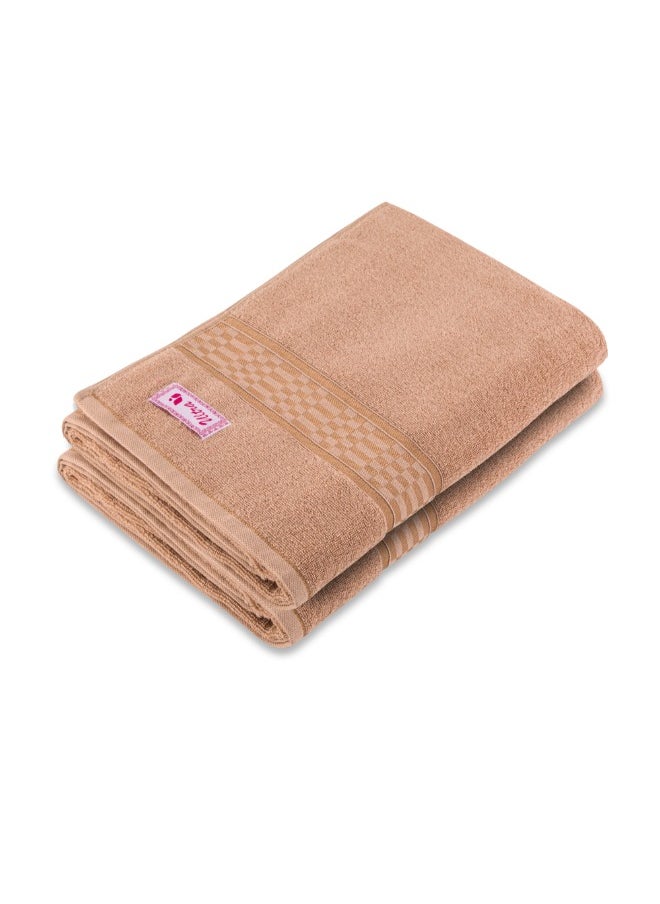 Home Ultra (Beige) Premium Cotton Bath Sheet (90 X 180 Cm-Set Of 2) Highly Absorbent, High Quality Bath Linen With Checkered Dobby 550 Gsm