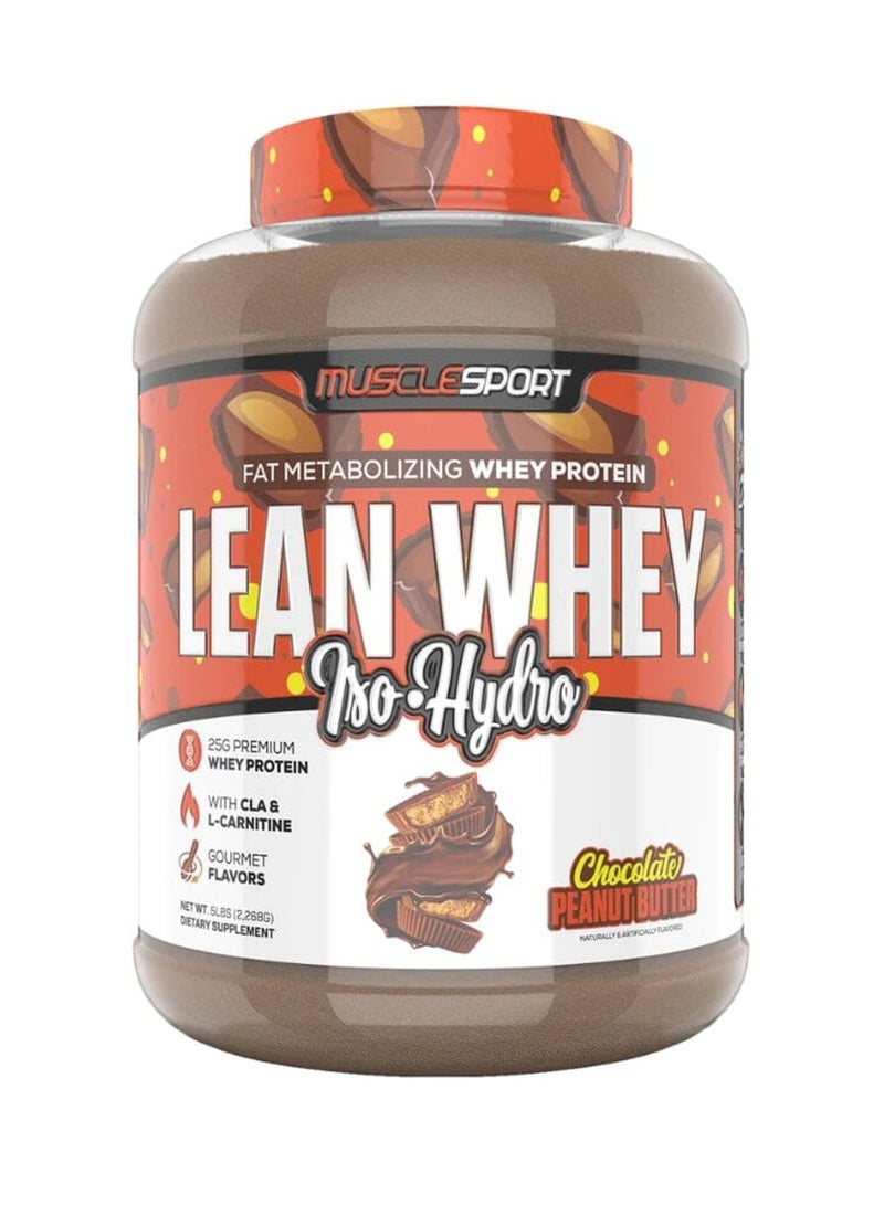 MUSCLE SPORT LEAN WHEY ISO HYDRO 5LB FAT METABOLIZING WHEY PROTEIN CHOCOLATE PEANUT BUTTER