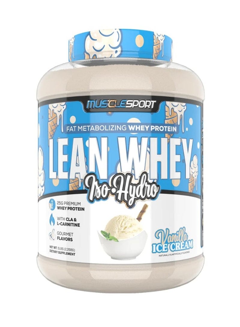 MUSCLESPORT LEANWHEY ISO HYDRO 5 LB WHEY PROTEIN VANILLA ICE CREAM