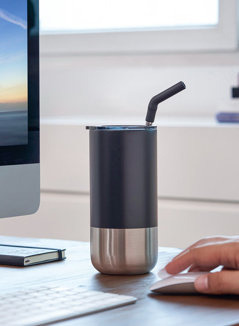 BORCULO - CHANGE Collection Insulated Tumbler with Reusable Straw - Black