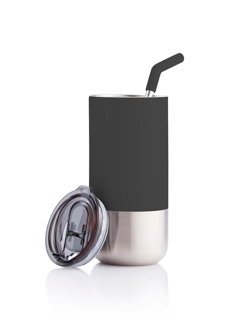 BORCULO - CHANGE Collection Insulated Tumbler with Reusable Straw - Black