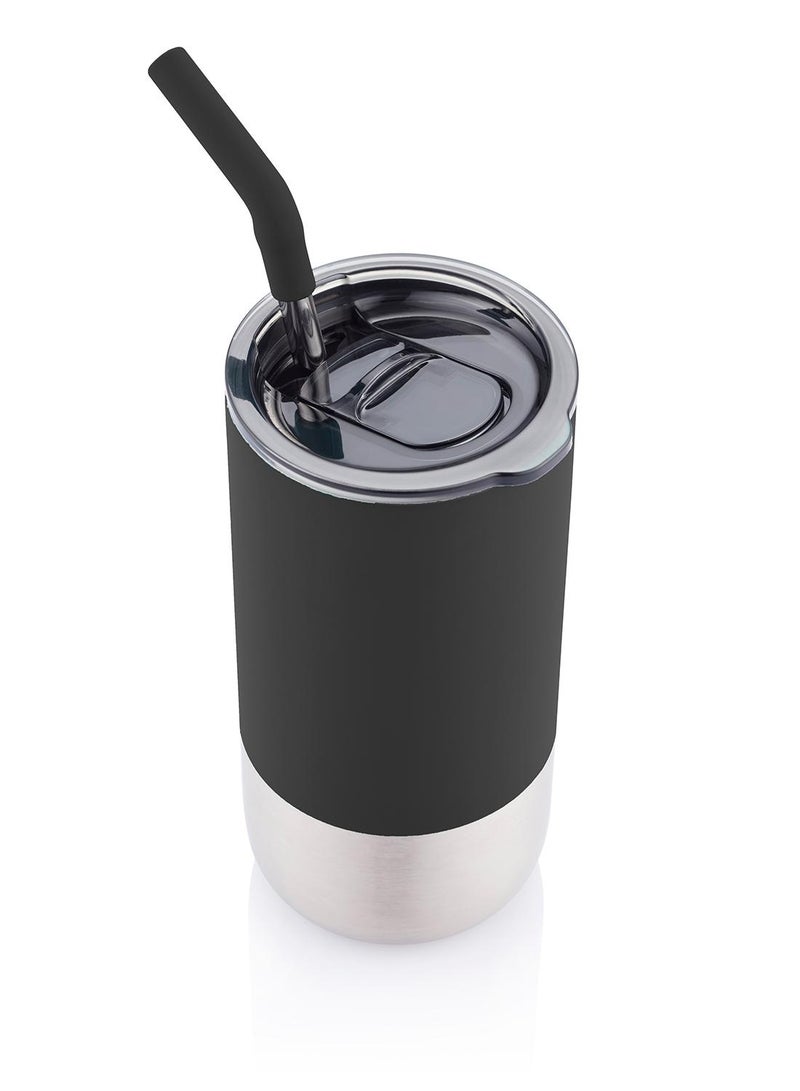 BORCULO - CHANGE Collection Insulated Tumbler with Reusable Straw - Black