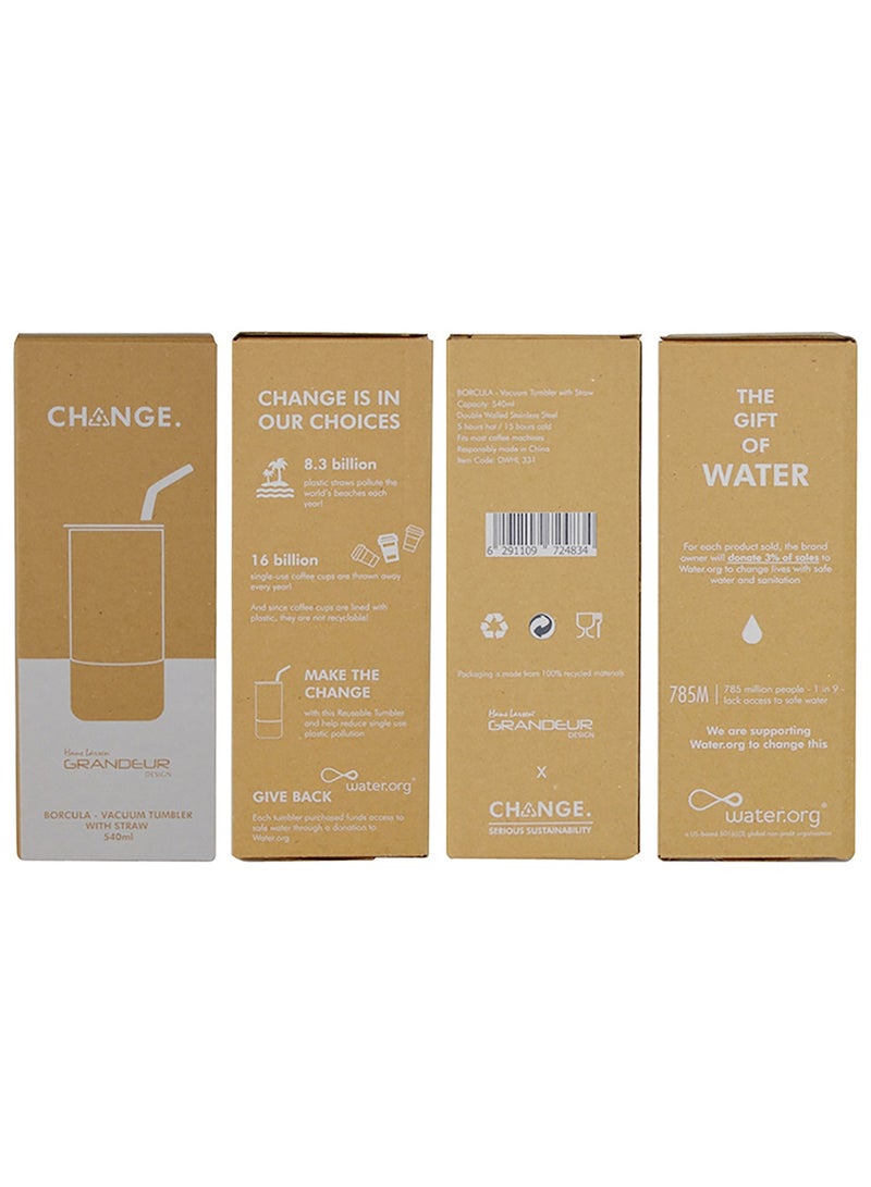 BORCULO - CHANGE Collection Insulated Tumbler with Reusable Straw - Black