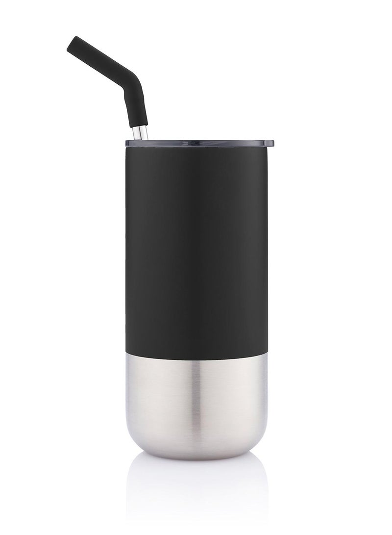 BORCULO - CHANGE Collection Insulated Tumbler with Reusable Straw - Black