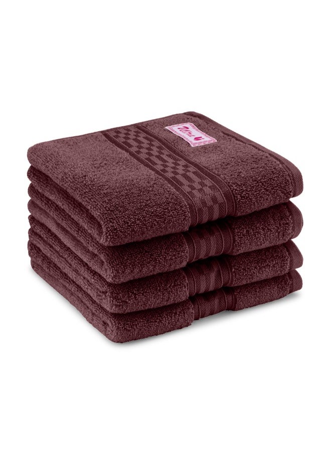 Home Ultra (Burgundy) Premium Cotton Hand Towel (50 X 90 Cm-Set Of 4) Highly Absorbent, High Quality Bath Linen With Checkered Dobby 550 Gsm