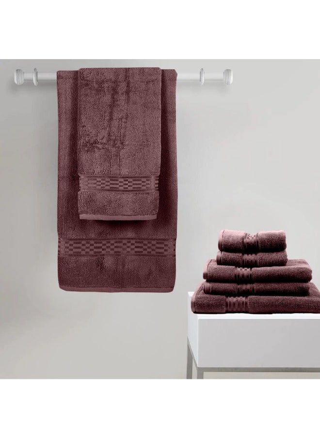 Home Ultra (Burgundy) Premium Cotton Hand Towel (50 X 90 Cm-Set Of 4) Highly Absorbent, High Quality Bath Linen With Checkered Dobby 550 Gsm