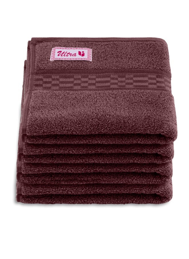 Home Ultra (Burgundy) Premium Cotton Hand Towel (50 X 90 Cm-Set Of 4) Highly Absorbent, High Quality Bath Linen With Checkered Dobby 550 Gsm