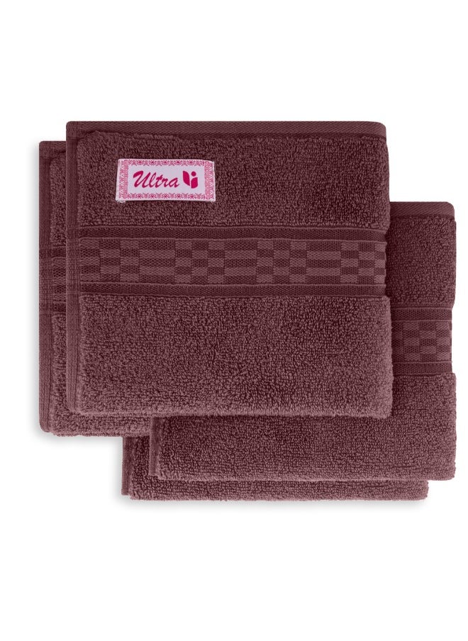 Home Ultra (Burgundy) Premium Cotton Hand Towel (50 X 90 Cm-Set Of 4) Highly Absorbent, High Quality Bath Linen With Checkered Dobby 550 Gsm