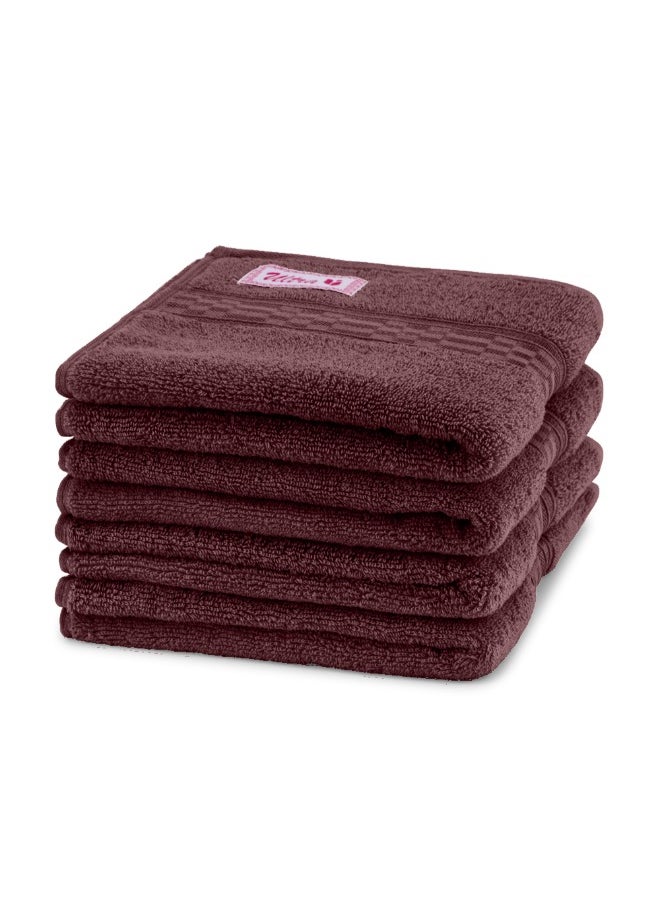 Home Ultra (Burgundy) Premium Cotton Hand Towel (50 X 90 Cm-Set Of 4) Highly Absorbent, High Quality Bath Linen With Checkered Dobby 550 Gsm