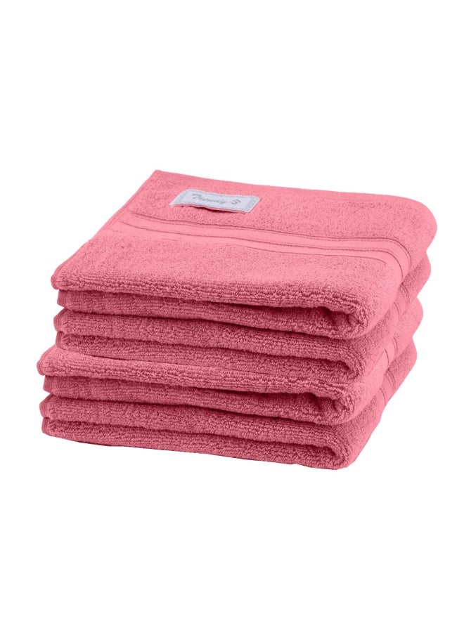 Home Trendy (Pink) Premium Cotton Hand Towel (50 X 90 Cm-Set Of 4) Highly Absorbent, High Quality Bath Linen With Striped Dobby 550 Gsm