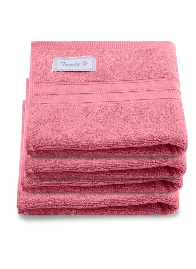 Home Trendy (Pink) Premium Cotton Hand Towel (50 X 90 Cm-Set Of 4) Highly Absorbent, High Quality Bath Linen With Striped Dobby 550 Gsm
