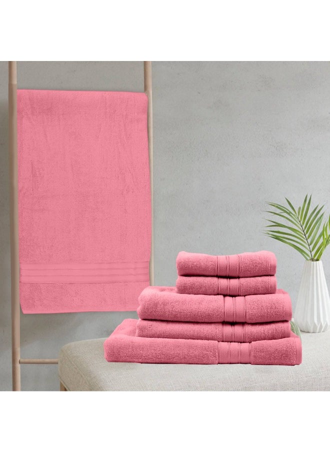 Home Trendy (Pink) Premium Cotton Hand Towel (50 X 90 Cm-Set Of 4) Highly Absorbent, High Quality Bath Linen With Striped Dobby 550 Gsm