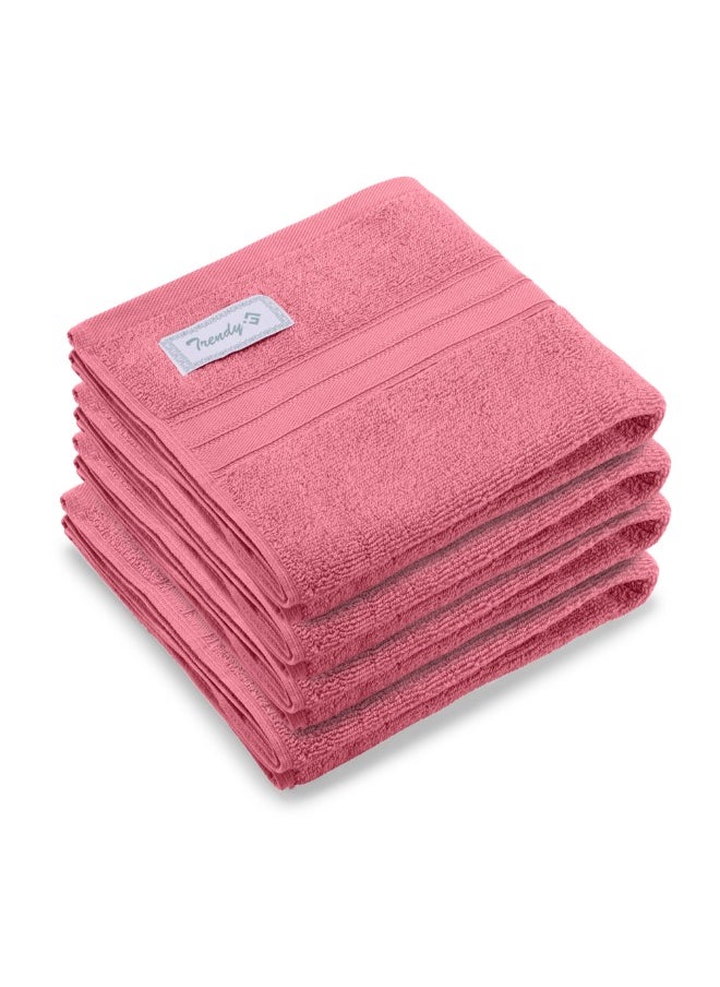 Home Trendy (Pink) Premium Cotton Hand Towel (50 X 90 Cm-Set Of 4) Highly Absorbent, High Quality Bath Linen With Striped Dobby 550 Gsm