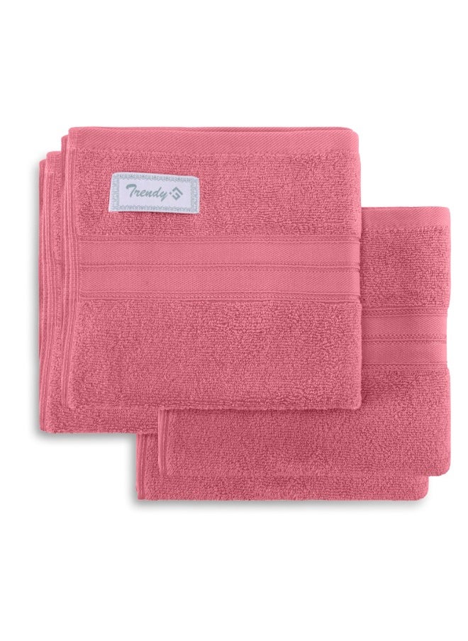 Home Trendy (Pink) Premium Cotton Hand Towel (50 X 90 Cm-Set Of 4) Highly Absorbent, High Quality Bath Linen With Striped Dobby 550 Gsm