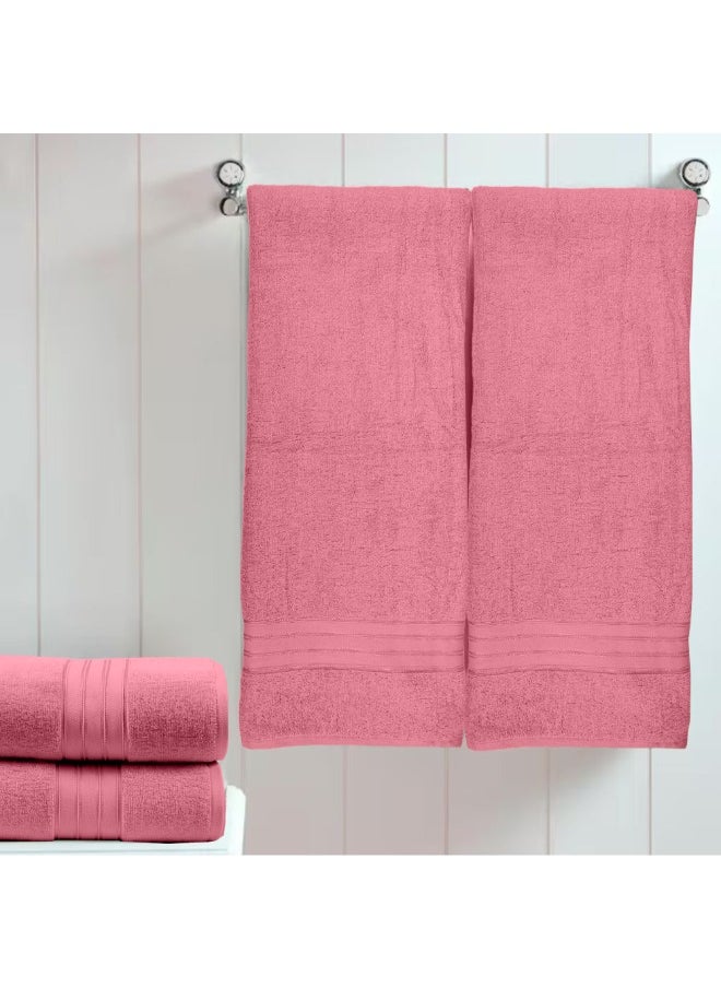 Home Trendy (Pink) Premium Cotton Hand Towel (50 X 90 Cm-Set Of 4) Highly Absorbent, High Quality Bath Linen With Striped Dobby 550 Gsm
