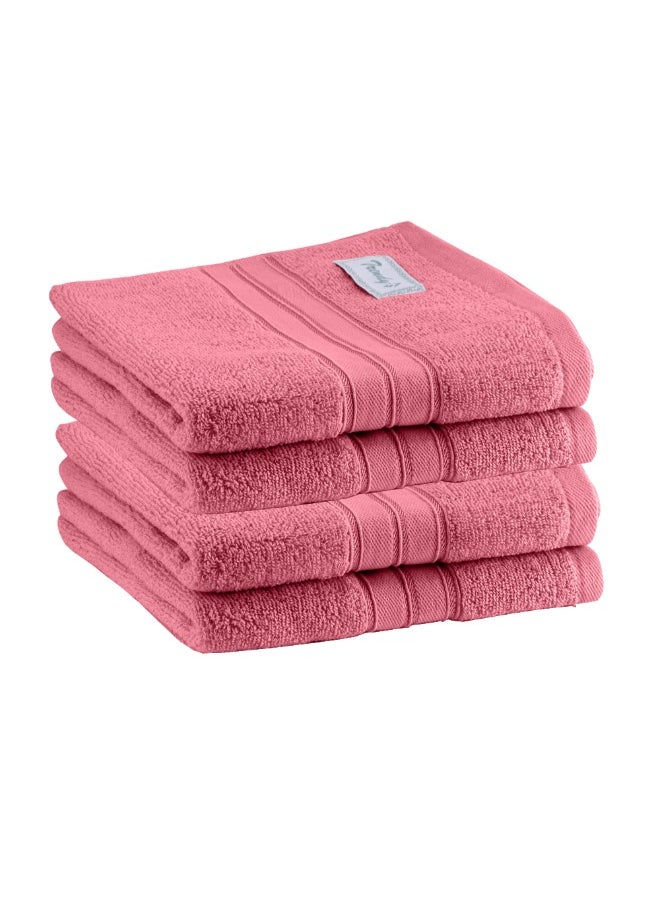 Home Trendy (Pink) Premium Cotton Hand Towel (50 X 90 Cm-Set Of 4) Highly Absorbent, High Quality Bath Linen With Striped Dobby 550 Gsm