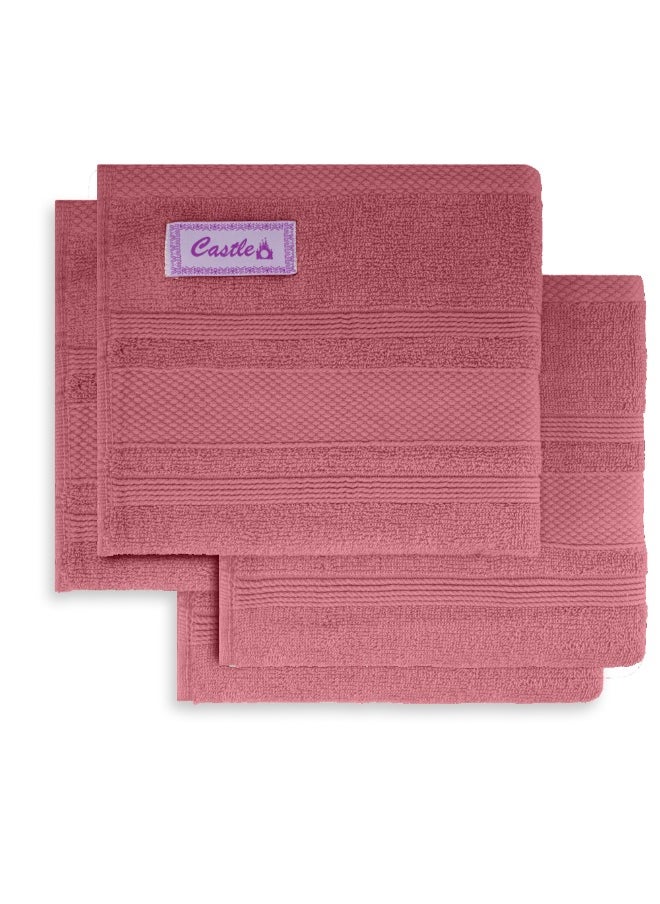Home Castle (Pink) Premium Cotton Hand Towel (50 X 90 Cm-Set Of 4) Highly Absorbent, High Quality Bath Linen With Diamond Dobby 550 Gsm