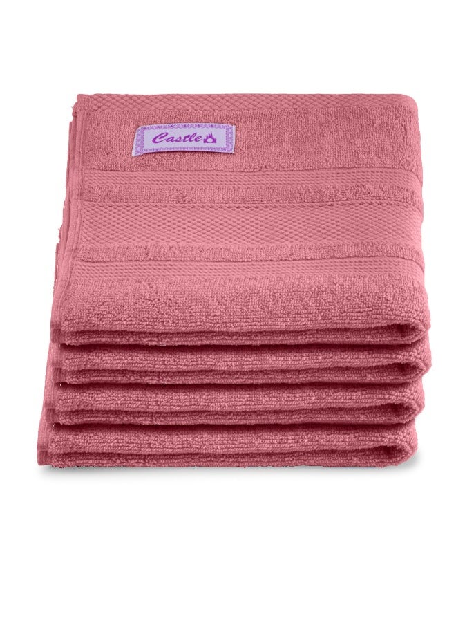 Home Castle (Pink) Premium Cotton Hand Towel (50 X 90 Cm-Set Of 4) Highly Absorbent, High Quality Bath Linen With Diamond Dobby 550 Gsm