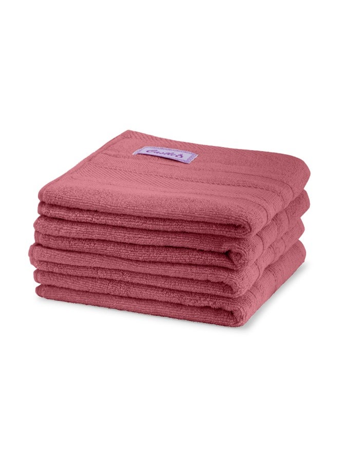 Home Castle (Pink) Premium Cotton Hand Towel (50 X 90 Cm-Set Of 4) Highly Absorbent, High Quality Bath Linen With Diamond Dobby 550 Gsm