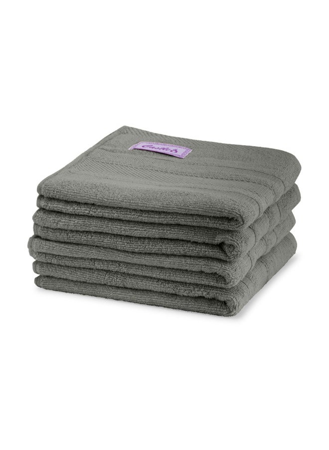 Home Castle (Grey) Premium Cotton Hand Towel (50 X 90 Cm-Set Of 4) Highly Absorbent, High Quality Bath Linen With Diamond Dobby 550 Gsm