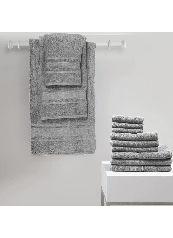 Home Castle (Grey) Premium Cotton Hand Towel (50 X 90 Cm-Set Of 4) Highly Absorbent, High Quality Bath Linen With Diamond Dobby 550 Gsm