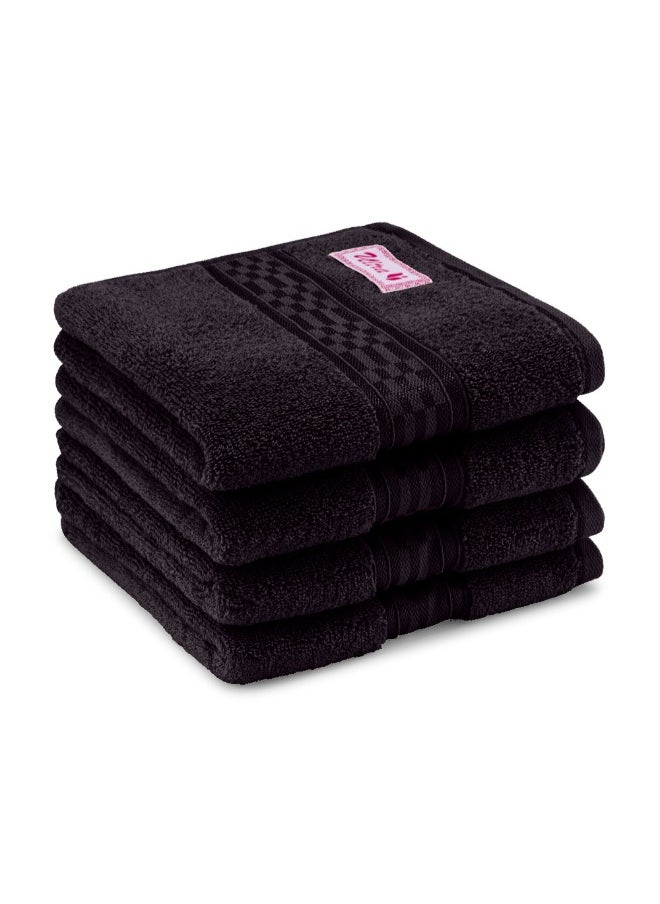 Home Ultra (Brown) Premium Cotton Hand Towel (50 X 90 Cm-Set Of 4) Highly Absorbent, High Quality Bath Linen With Checkered Dobby 550 Gsm