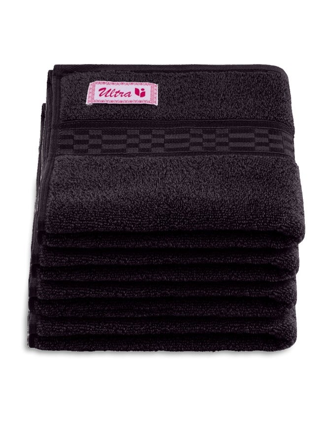 Home Ultra (Brown) Premium Cotton Hand Towel (50 X 90 Cm-Set Of 4) Highly Absorbent, High Quality Bath Linen With Checkered Dobby 550 Gsm