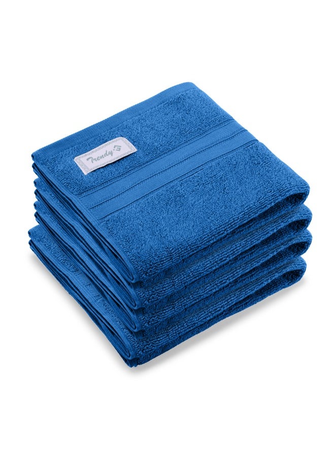 Home Trendy (Blue) Premium Cotton Hand Towel (50 X 90 Cm-Set Of 4) Highly Absorbent, High Quality Bath Linen With Striped Dobby 550 Gsm