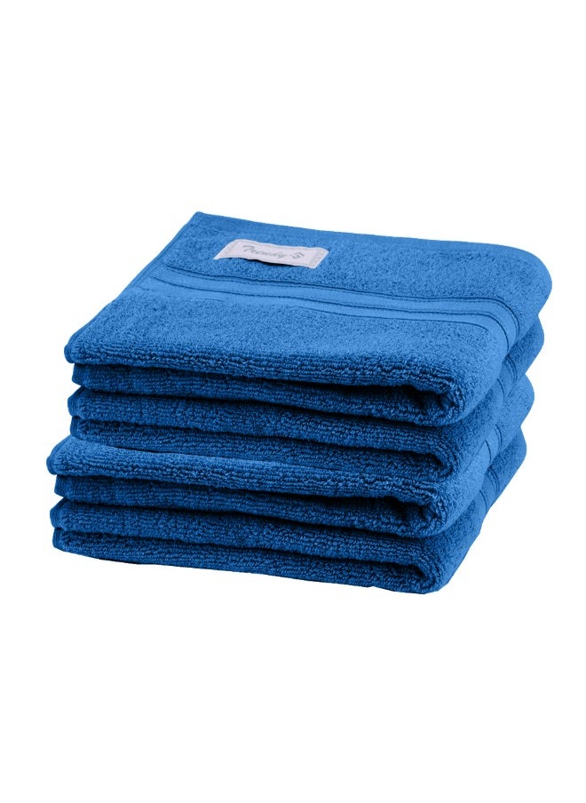 Home Trendy (Blue) Premium Cotton Hand Towel (50 X 90 Cm-Set Of 4) Highly Absorbent, High Quality Bath Linen With Striped Dobby 550 Gsm