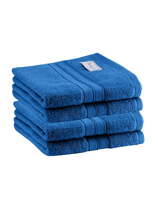 Home Trendy (Blue) Premium Cotton Hand Towel (50 X 90 Cm-Set Of 4) Highly Absorbent, High Quality Bath Linen With Striped Dobby 550 Gsm