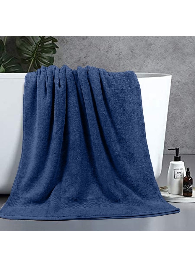 Home Ultra (Blue) Premium Cotton Hand Towel (50 X 90 Cm-Set Of 4) Highly Absorbent, High Quality Bath Linen With Checkered Dobby 550 Gsm