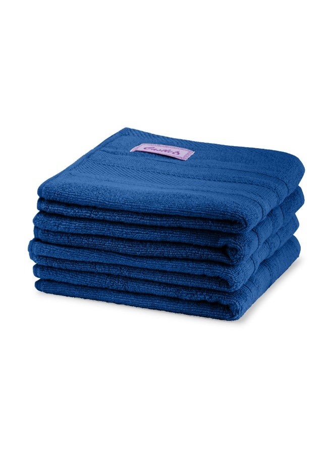 Home Castle (Blue) Premium Cotton Hand Towel (50 X 90 Cm-Set Of 4) Highly Absorbent, High Quality Bath Linen With Diamond Dobby 550 Gsm