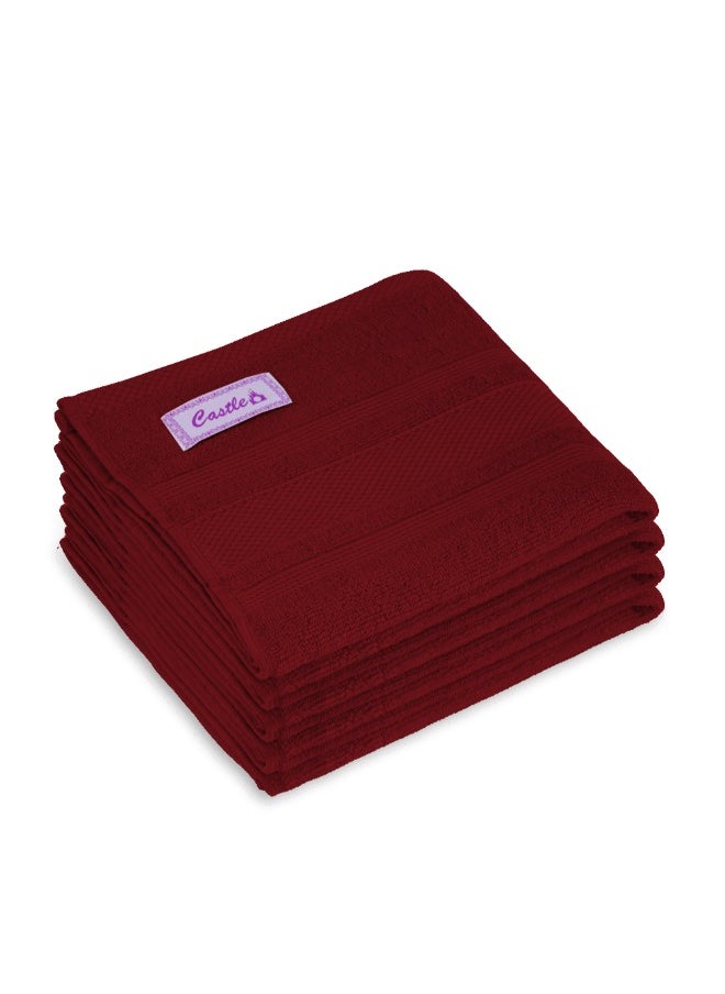 Home Castle (Maroon) Premium Cotton Hand Towel (50 X 90 Cm-Set Of 4) Highly Absorbent, High Quality Bath Linen With Diamond Dobby 550 Gsm