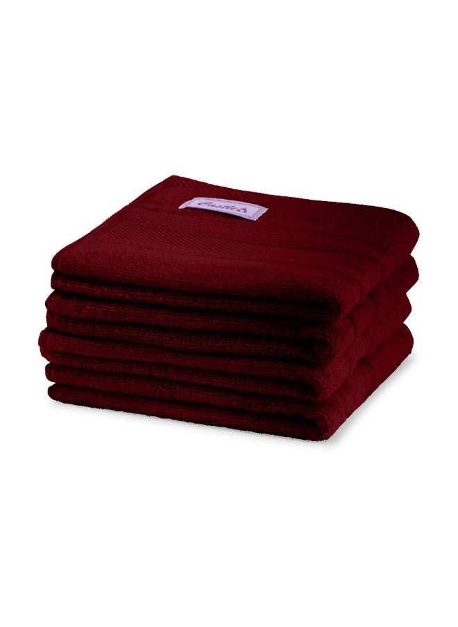 Home Castle (Maroon) Premium Cotton Hand Towel (50 X 90 Cm-Set Of 4) Highly Absorbent, High Quality Bath Linen With Diamond Dobby 550 Gsm