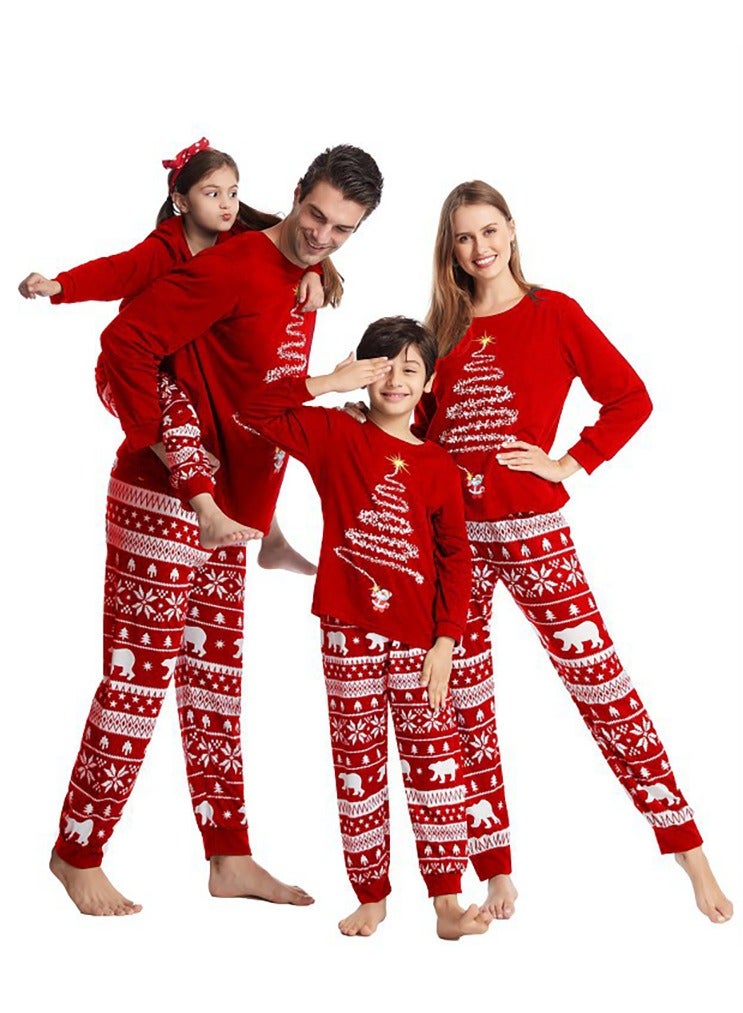 Children's Family Matching Pajamas Holiday Matching Clothing Long-Sleeved Parent-Child Pajamas for Home Suitable for Women Men Children and Pets (Women)