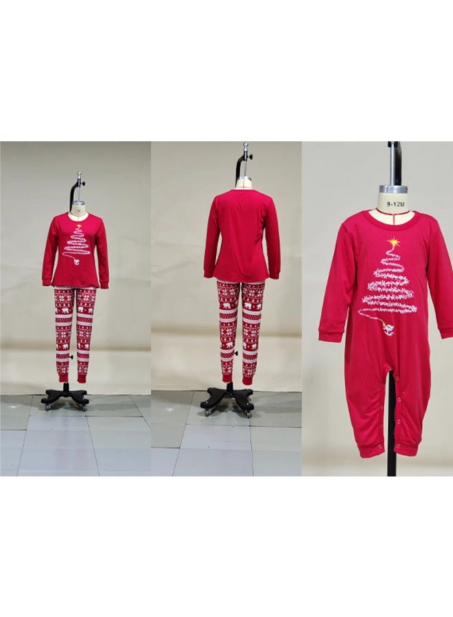 Children's Family Matching Pajamas Holiday Matching Clothing Long-Sleeved Parent-Child Pajamas for Home Suitable for Women Men Children and Pets (Women)