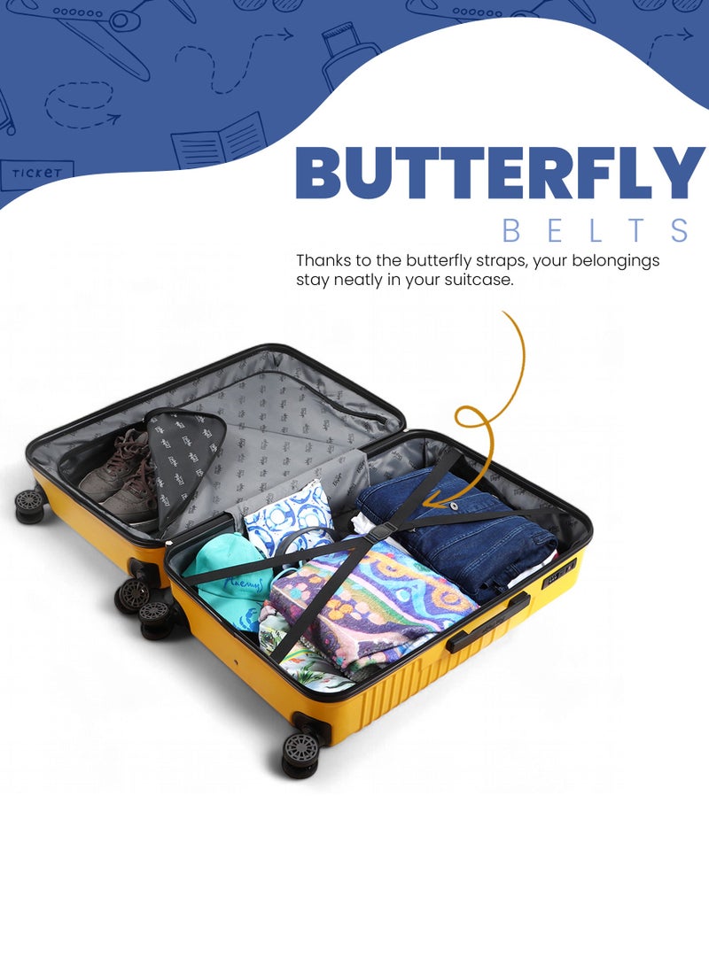 Biggdesign Lightweight Cats Design Carry On Luggage with Spinner Wheel and Lock System Yellow 28-Inch
