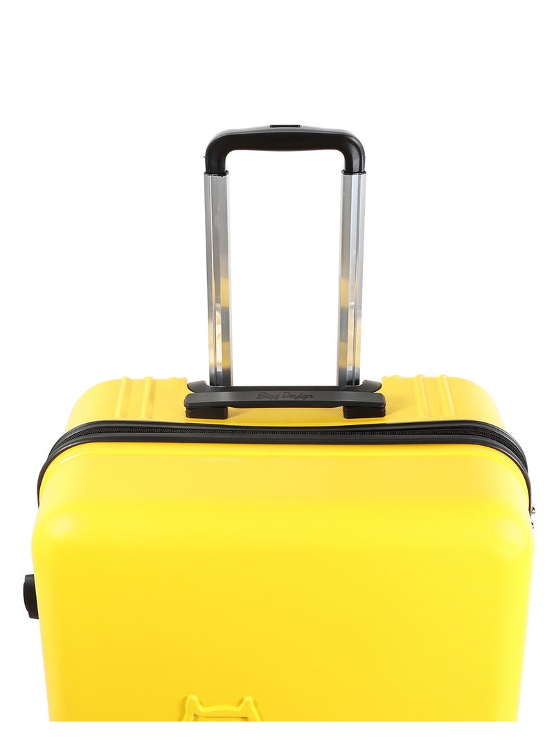 Biggdesign Lightweight Cats Design Carry On Luggage with Spinner Wheel and Lock System Yellow 28-Inch