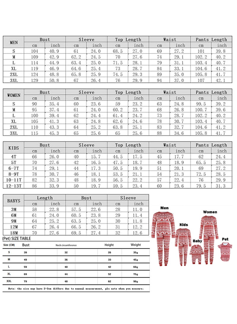 Children's Family Matching Pajamas Vacation Suits Long Sleeves Parent-Child Pajamas Home Clothes Suitable for Women Men Children and Pets (Baby)