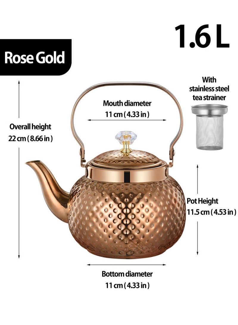 1.6L food grade stainless steel teapot is sturdy and durable, suitable for household and household items, and easy to enjoy the fun of brewing tea