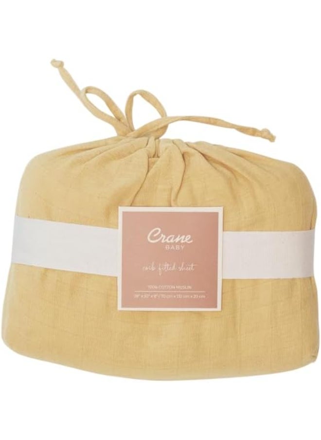 Crib Fitted Sheet, Ochre