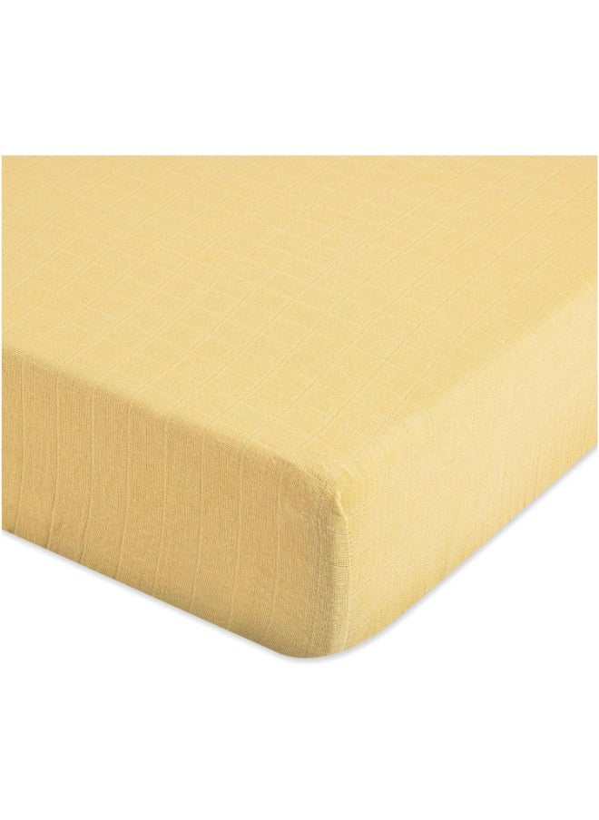 Crib Fitted Sheet, Ochre