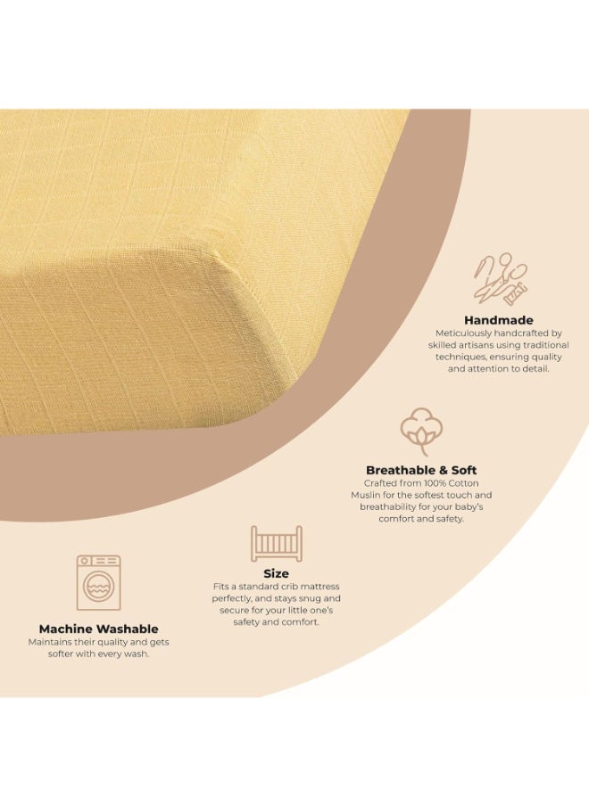 Crib Fitted Sheet, Ochre
